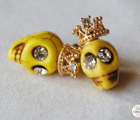 Handmade Bohemian "Yellow Skulls" Vintage Earrings