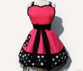 Handmade 'Pink & Polka Dots' Rockabilly & Pinup Apron