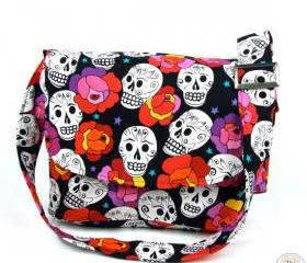 Handmade "I Scream For Sugar Skulls" Messenger Bag