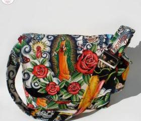 Handmade Virgin De Guadalupe Aztec Tattoo Messenger Bag