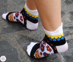 'I Love Sugar Skulls' Snow White Ankle Socks
