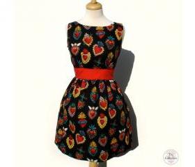 Handmade Pinup & Rockabilly Sacred Heart Milagro Dress