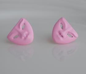 Pastel Pink Studs "Masquerade Mask" Women's Earrings