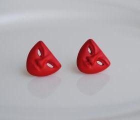 Blood Red Studs 'Masquerade Mask' Women's Earrings
