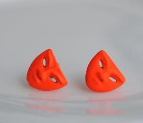 Bright Orange Studs 'Masquerade Mask' Womens Earrings