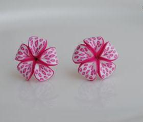 Pink Frangipani Butterfly Wing Lucky Flower Earrings