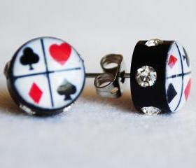 Suits 'Rockabilly Playing Cards' Tattooed Earrings